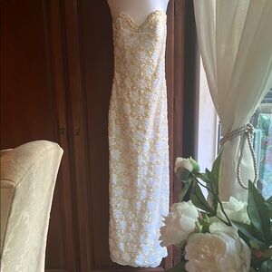 Elegant Strapless Floral Gown